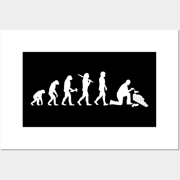 Bricklayer Mason Brickmason Gift Present Evolution Wall Art by Krautshirts